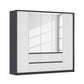 Rauch Leon Graphite & White 5 Door 6 Drawer Mirrored Wardrobe – 226cm
