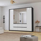Rauch Leon Graphite & White 5 Door 6 Drawer Mirrored Wardrobe – 226cm