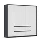 Rauch Leon Graphite & White 5 Door 6 Drawer Wardrobe – 226cm