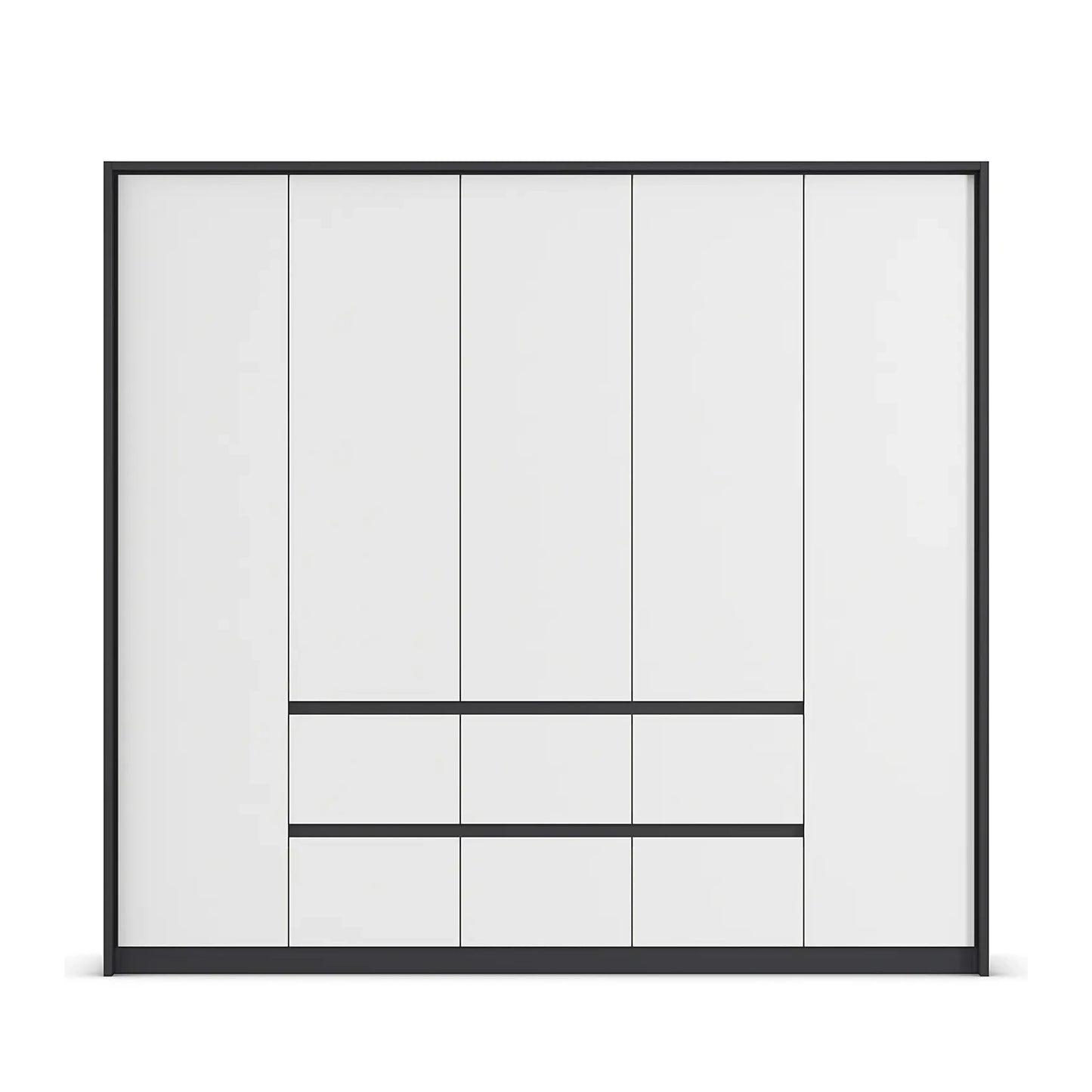 Rauch Leon Graphite & White 5 Door 6 Drawer Wardrobe – 226cm