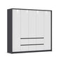 Rauch Leon Graphite & White 5 Door 6 Drawer Wardrobe – 226cm