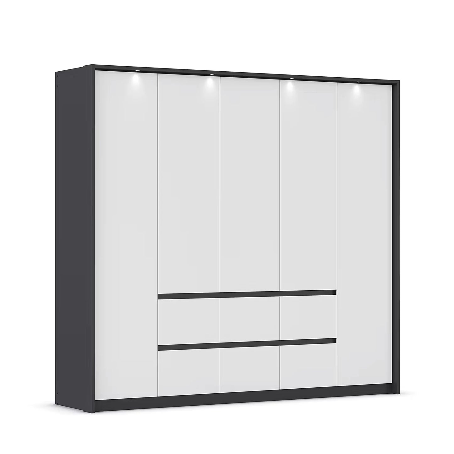Rauch Leon Graphite & White 5 Door 6 Drawer Wardrobe – 226cm
