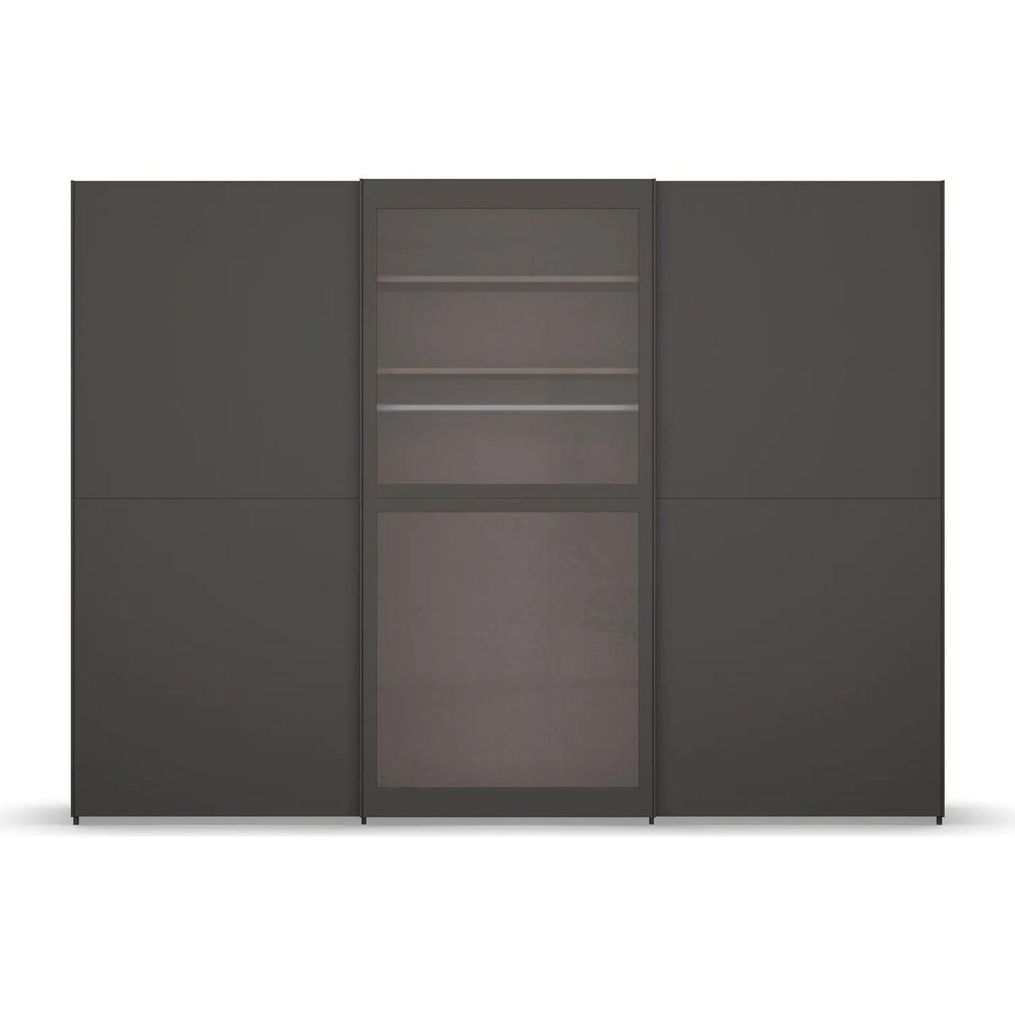 Lumia Graphite 3 Door Sliding Wardrobe with Transparent Black Glass Door