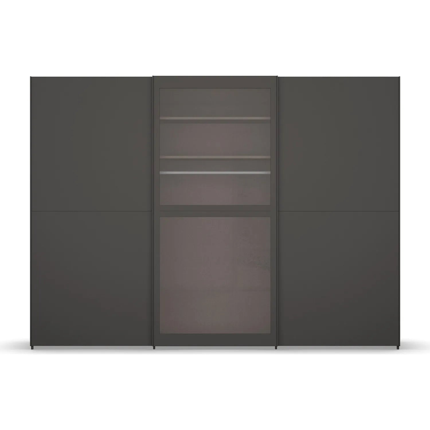 Lumia Graphite 3 Door Sliding Wardrobe with Transparent Black Glass Door