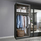 Mali 181cm Graphite & Mirror Sliding Door Wardrobe - Interior view Styled in a Living Room