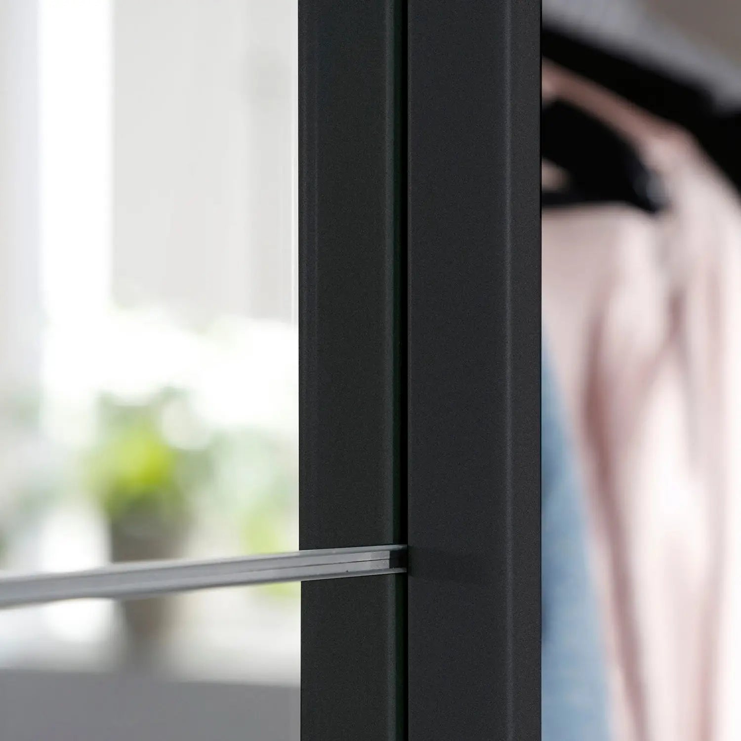 Mali 181cm Graphite & Mirror Sliding Door Wardrobe - Closeup view