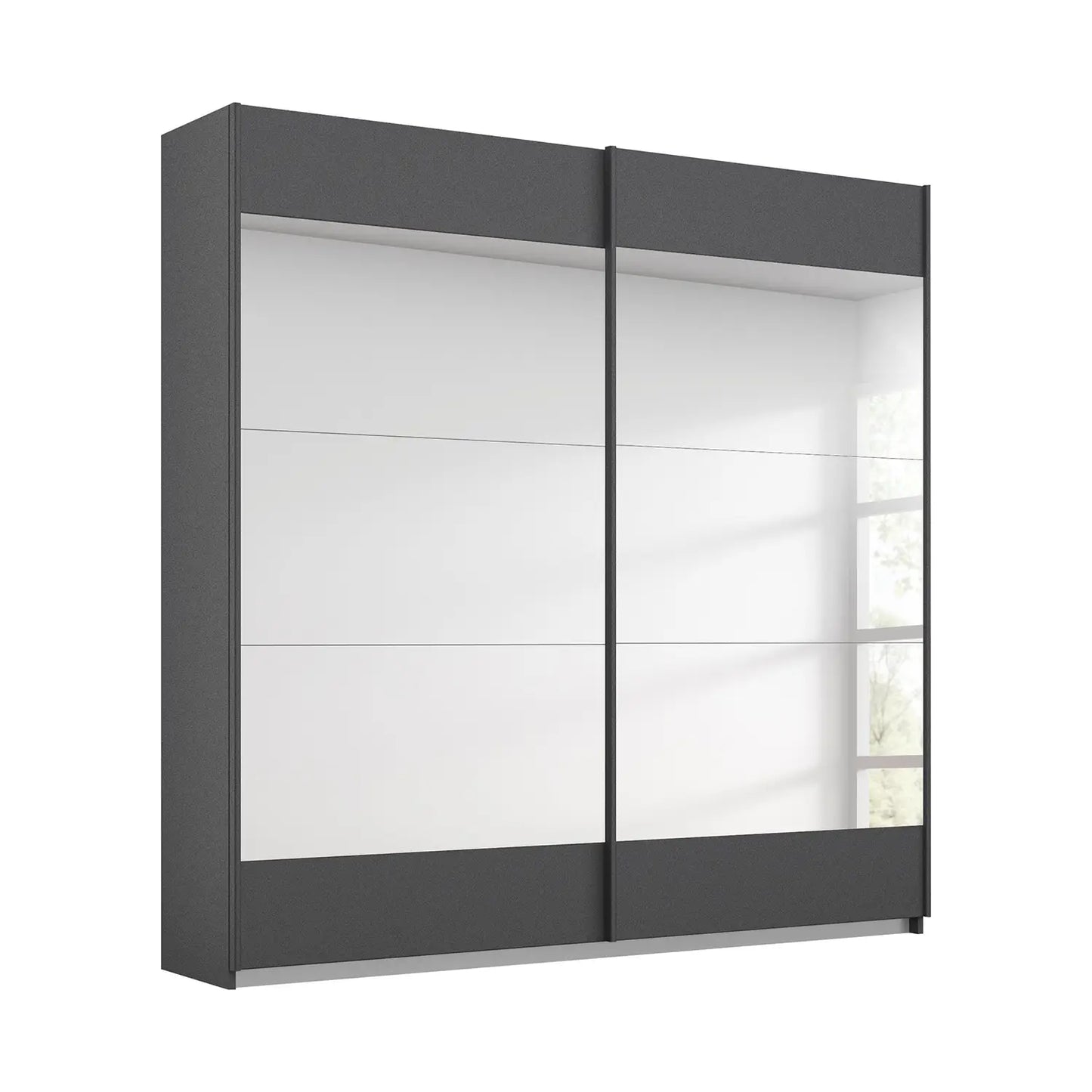 Mali 181cm Graphite & Mirror Sliding Door Wardrobe