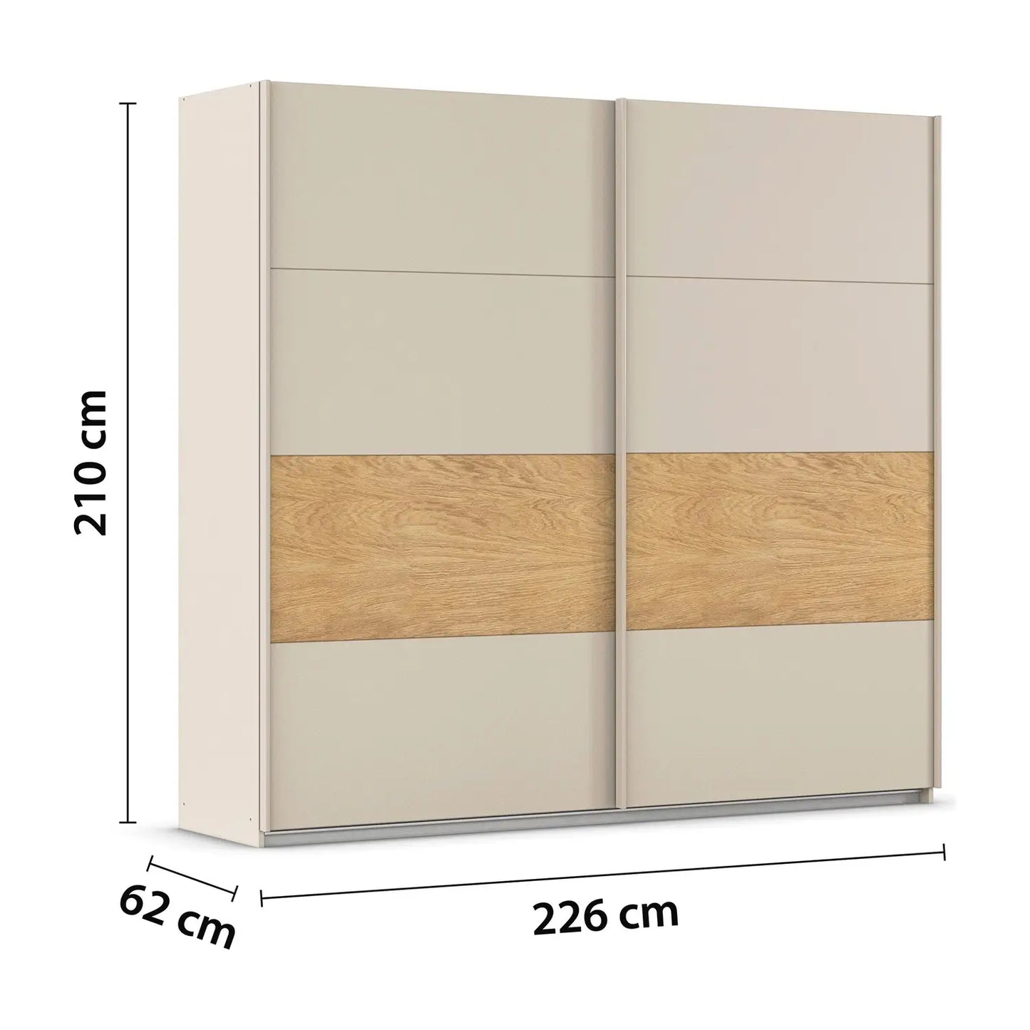 Rauch Marburg Champagne 2 Door Sliding Wardrobe - W226cm