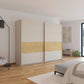 Modern bedroom with a large wardrobe, chair, and bed.