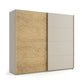 Rauch Orange Malva two Door Sliding Wardrobe in Champagne Colour with one door in Oak Veneer Finish Width 226cm