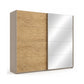 Rauch Malva sliding door wardrobe with one full oak veneer door and one mirrored door
