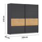 Rauch Malva 226cm Metallic Grey Sliding Door Wardrobe - dimensions 