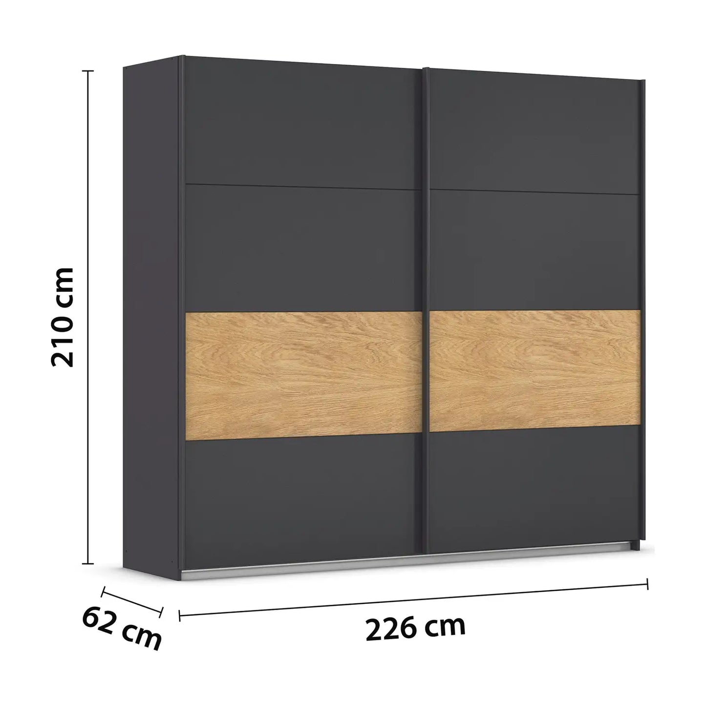 Rauch Malva 226cm Metallic Grey Sliding Door Wardrobe - dimensions 