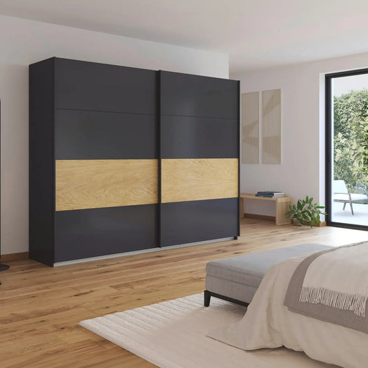 Rauch Marburg Metallic Grey 2 Door Sliding Wardrobe - W271cm
