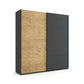 Rauch Malva sliding door wardrobe with one full oak veneer door and one metallic grey door