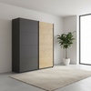 Rauch Maverick 2 Door Sliding Wardrobe On Metallic Grey and Oak Veneer 