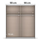 Memphis White Sliding Door Wardrobe with Mirror W181cm - Interior view with Dimensions