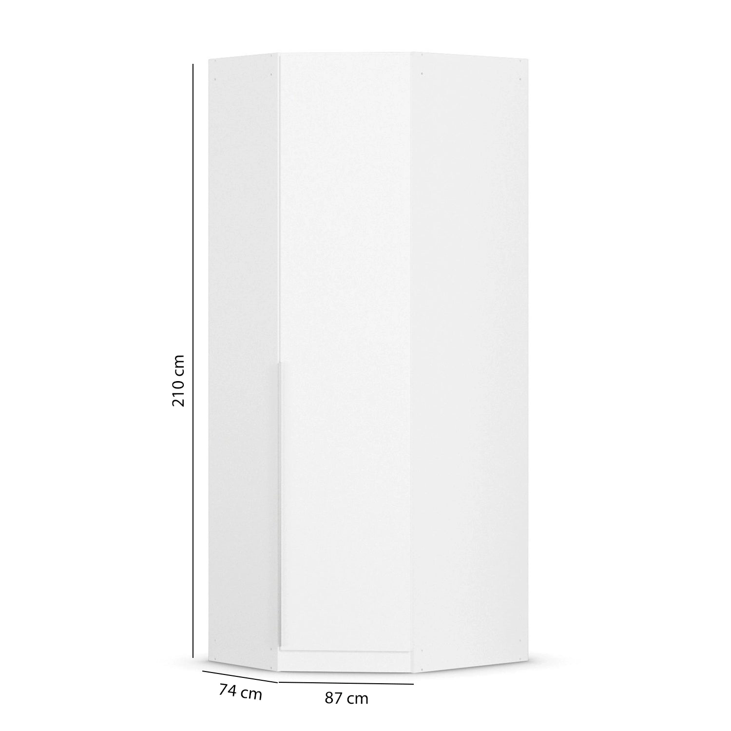 Rauch Maverick 1 Door White High Gloss Corner Wardrobe - Dimensions