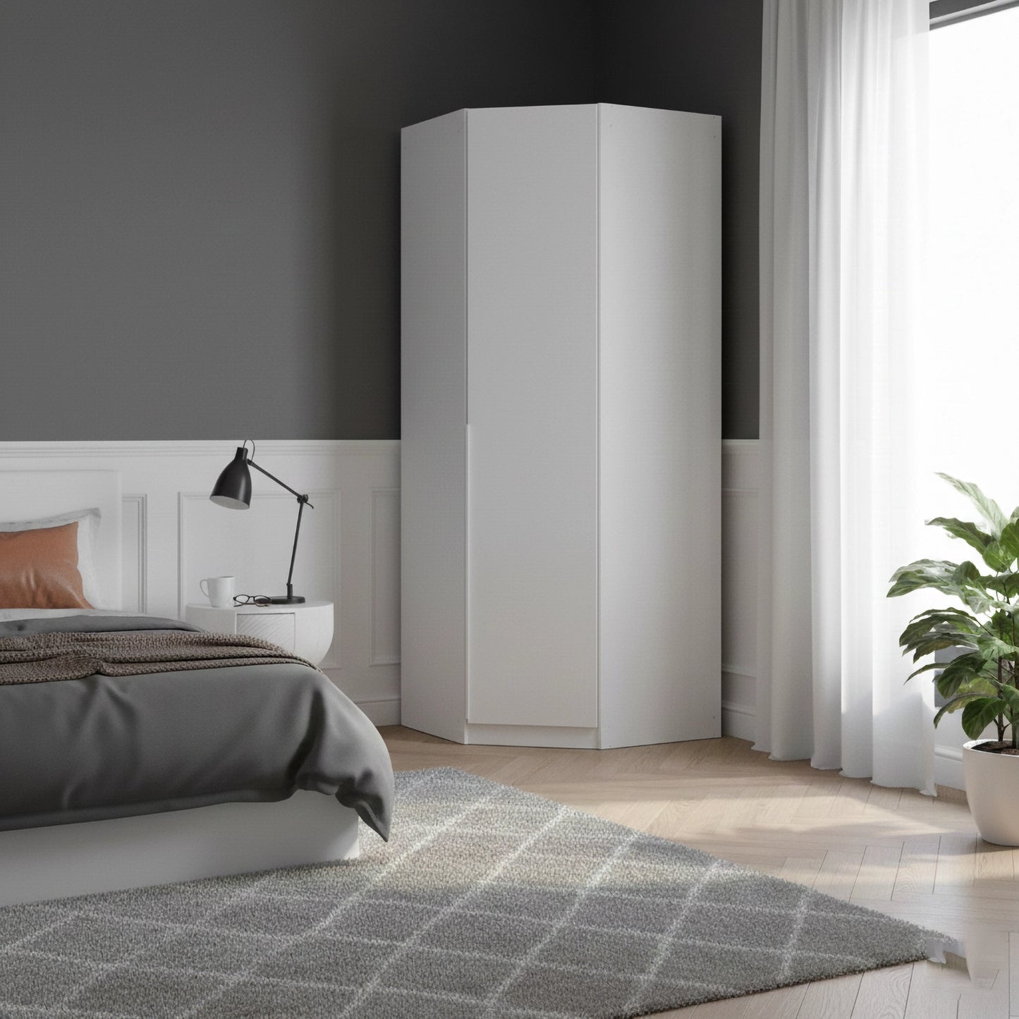 Rauch Maverick 1 Door White Corner Wardrobe