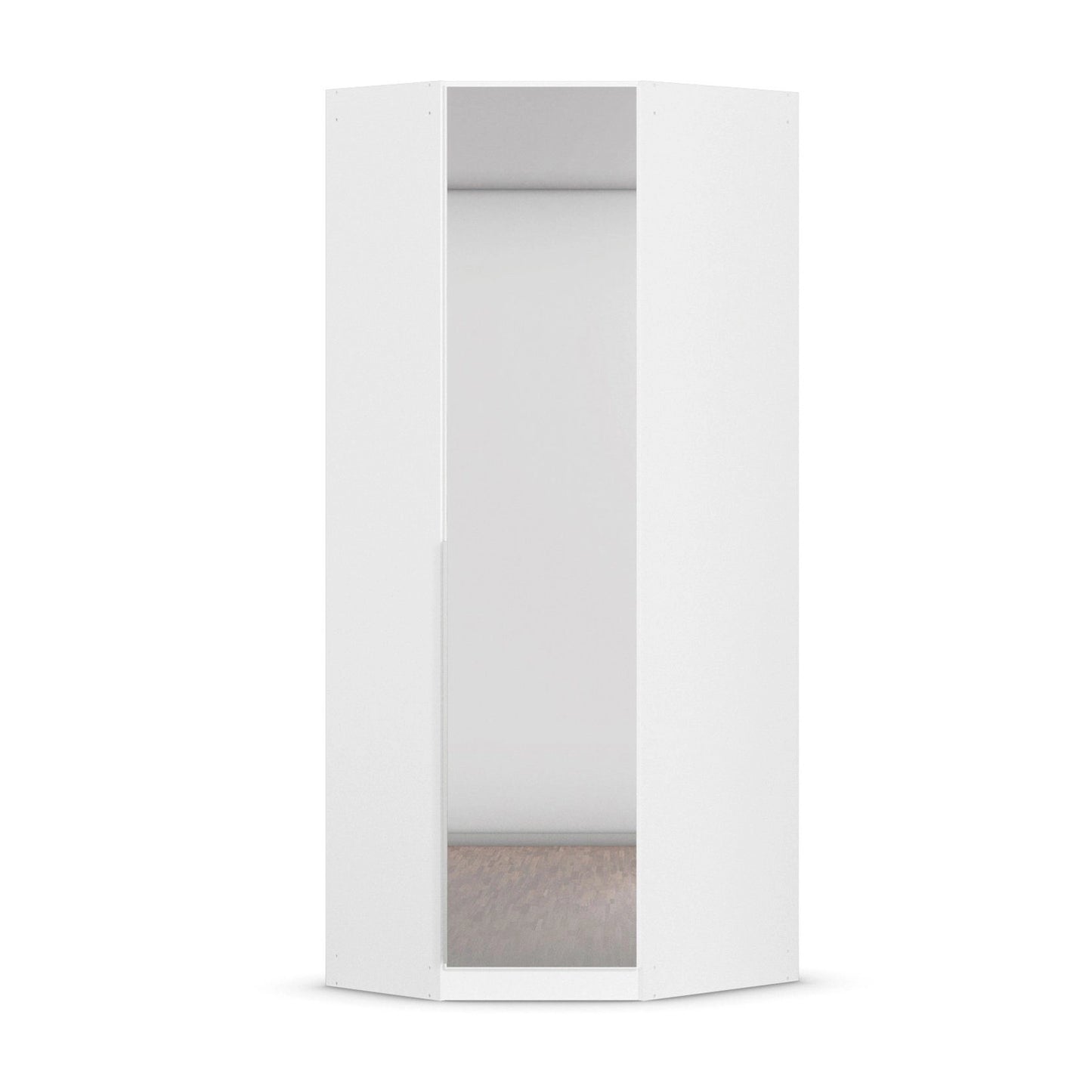 Rauch Maverick 1 Door White High Gloss Corner Wardrobe With Mirror