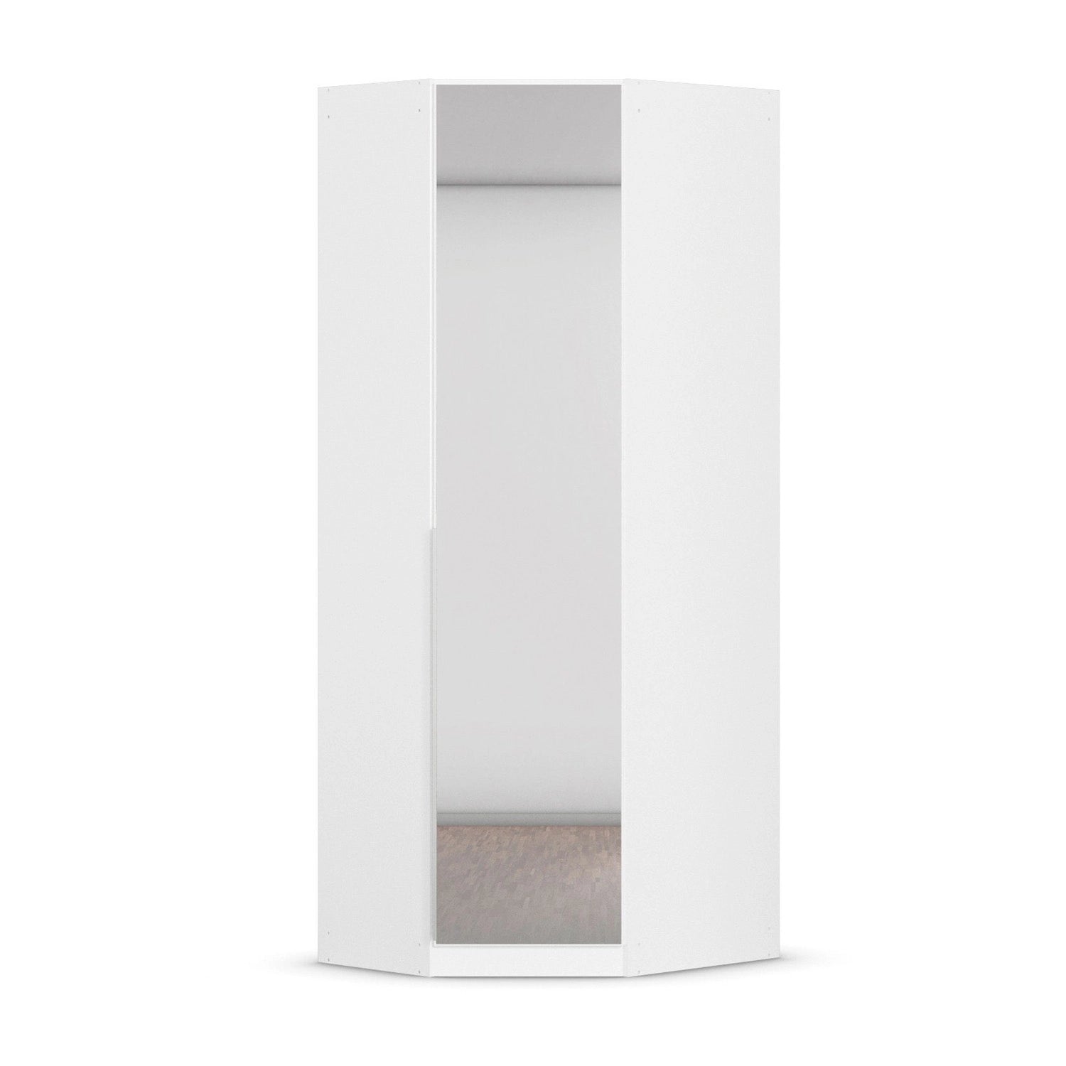 Rauch Maverick 1 Door White High Gloss Corner Wardrobe With Mirror