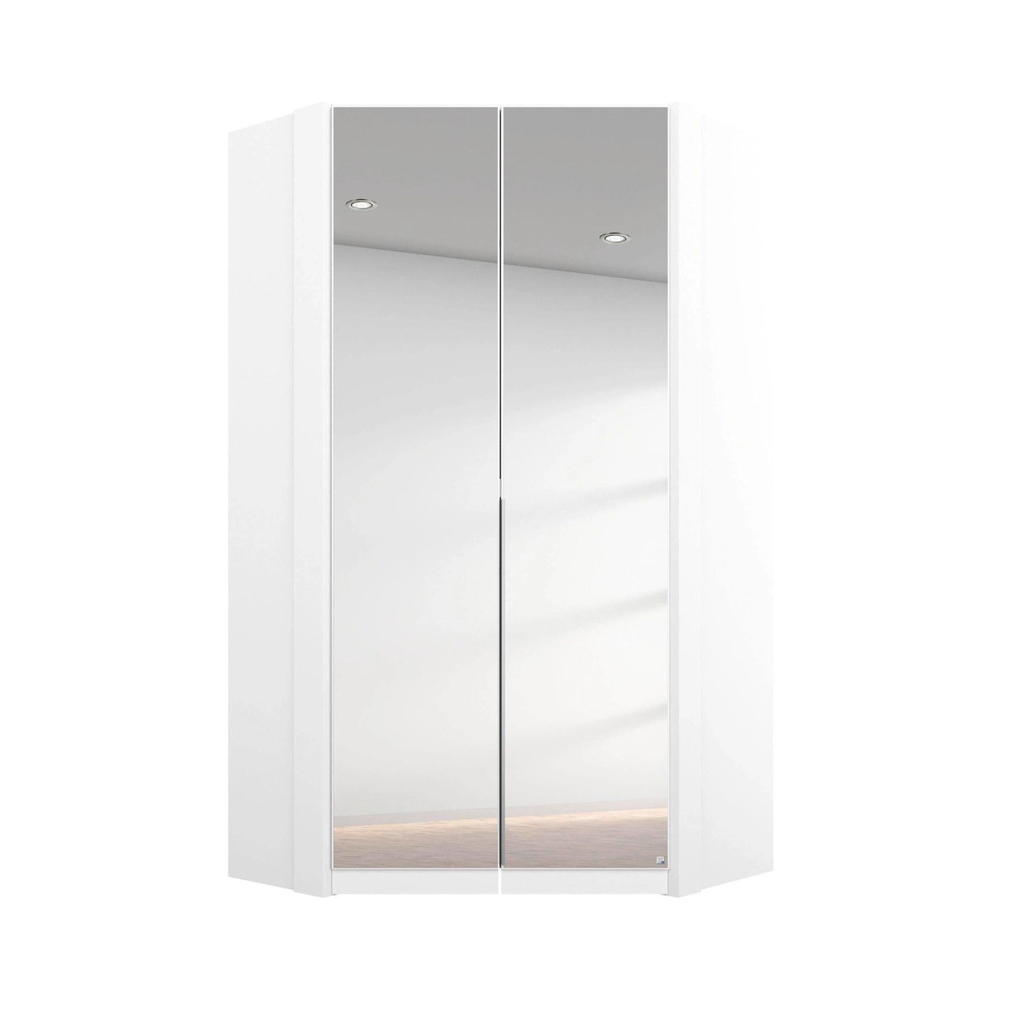 Rauch Maverick 2 Door White High Gloss Corner Wardrobe With Mirror