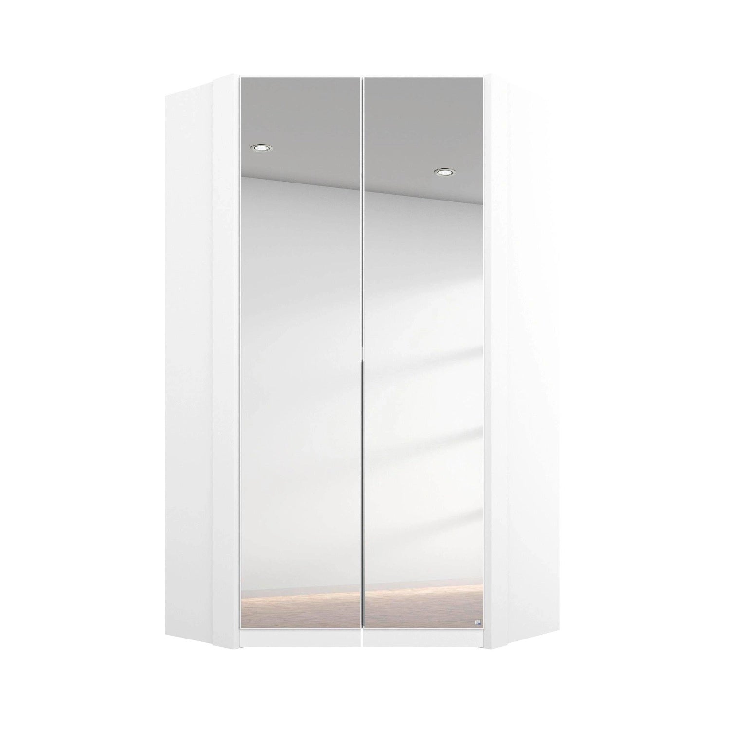 Rauch Maverick 2 Door White High Gloss Corner Wardrobe With Mirror