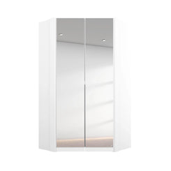Rauch Maverick 2 Door White High Gloss Corner Wardrobe With Mirror