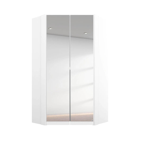 Rauch Maverick 2 Door White High Gloss Corner Wardrobe With Mirror