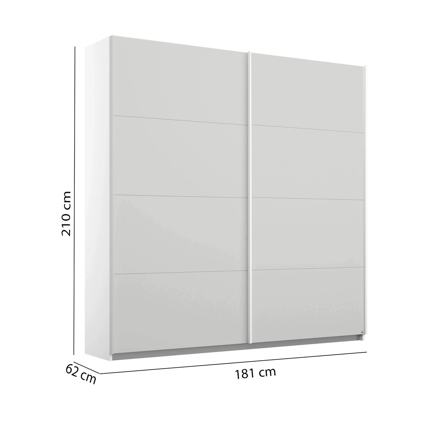 Rauch Maverick 2 Door Silk Grey Sliding Wardrobe - W181cm - Dimensions