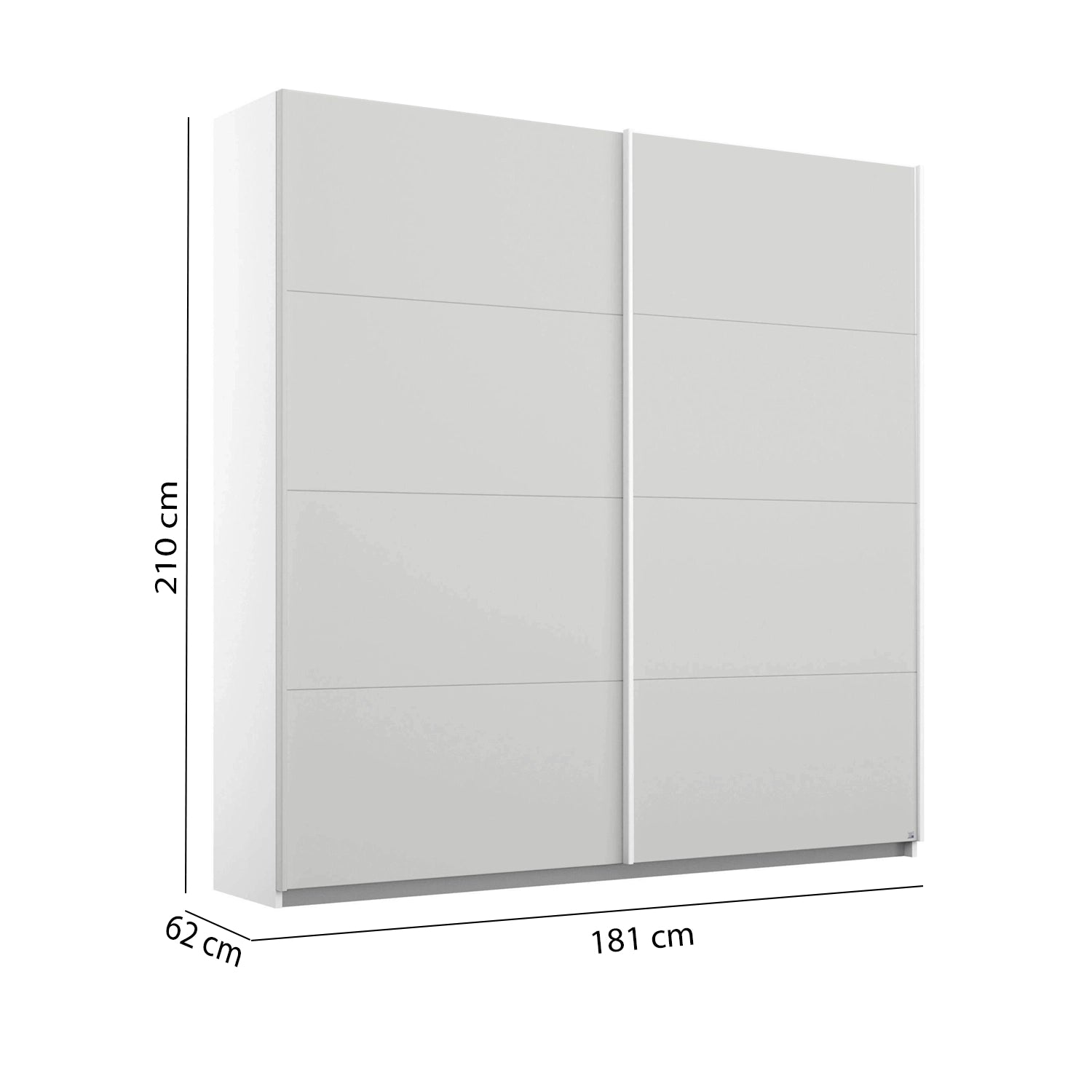 Rauch Maverick 2 Door Silk Grey Sliding Wardrobe - W181cm - Dimensions