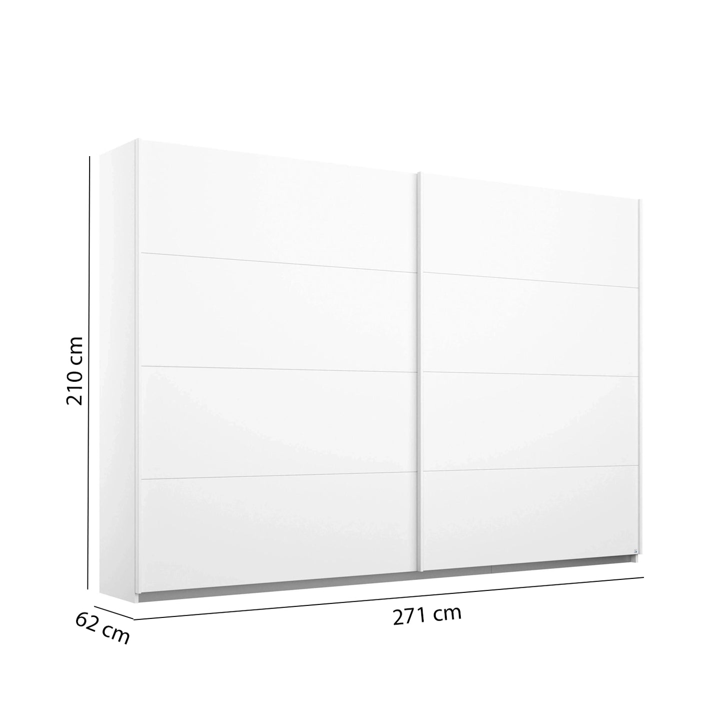 Rauch Maverick 2 Door White High Gloss Sliding Wardrobe - W271cm - Dimensions