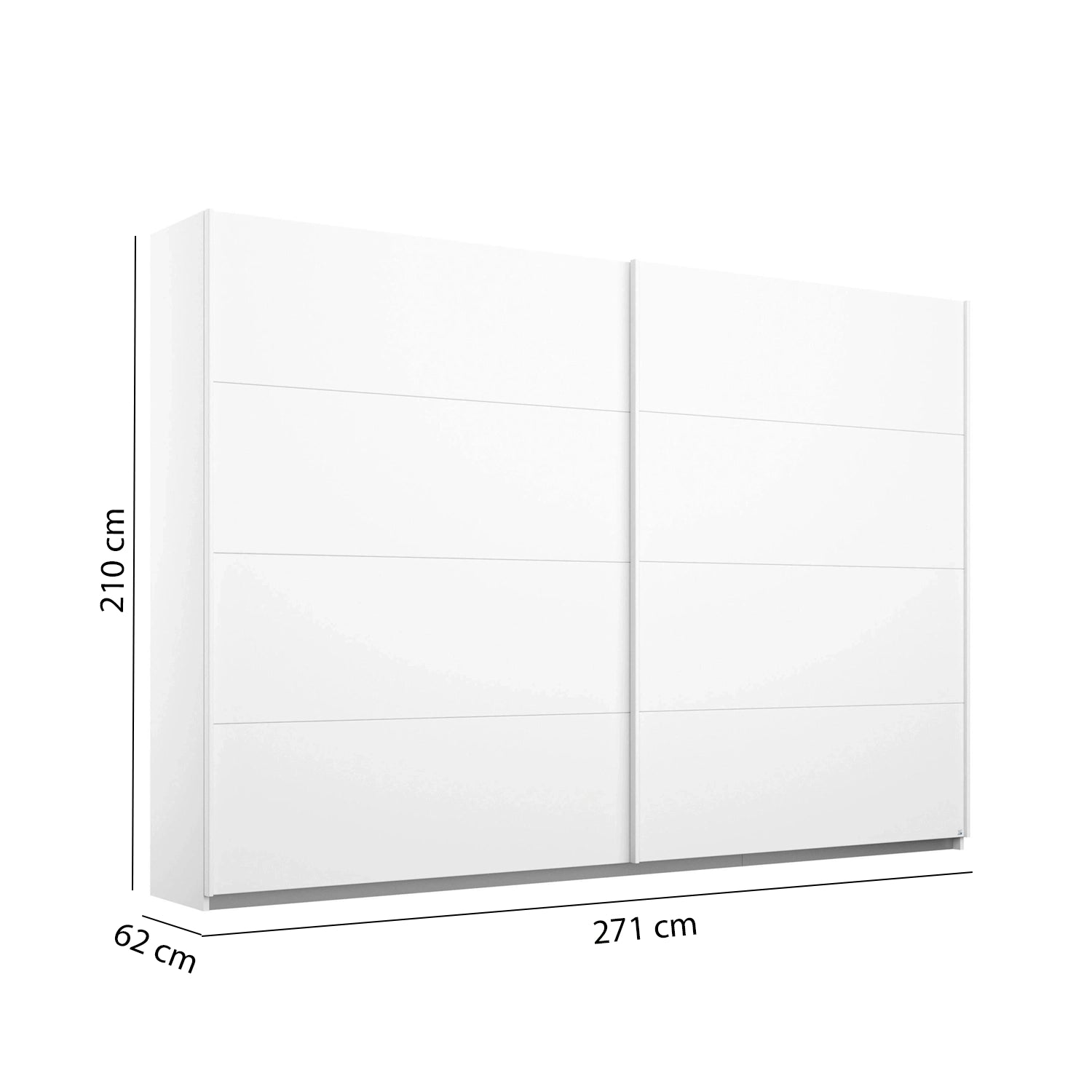 Rauch Maverick 2 Door White High Gloss Sliding Wardrobe - W271cm - Dimensions