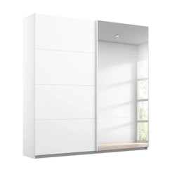 Rauch Maverick 2 Door White High Gloss Sliding Wardrobe With Mirror- W181cm