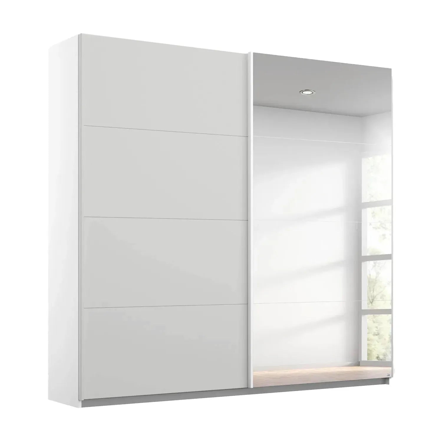 Rauch Maverick 2 Door Silk Grey Sliding Wardrobe With Mirror -W226cm