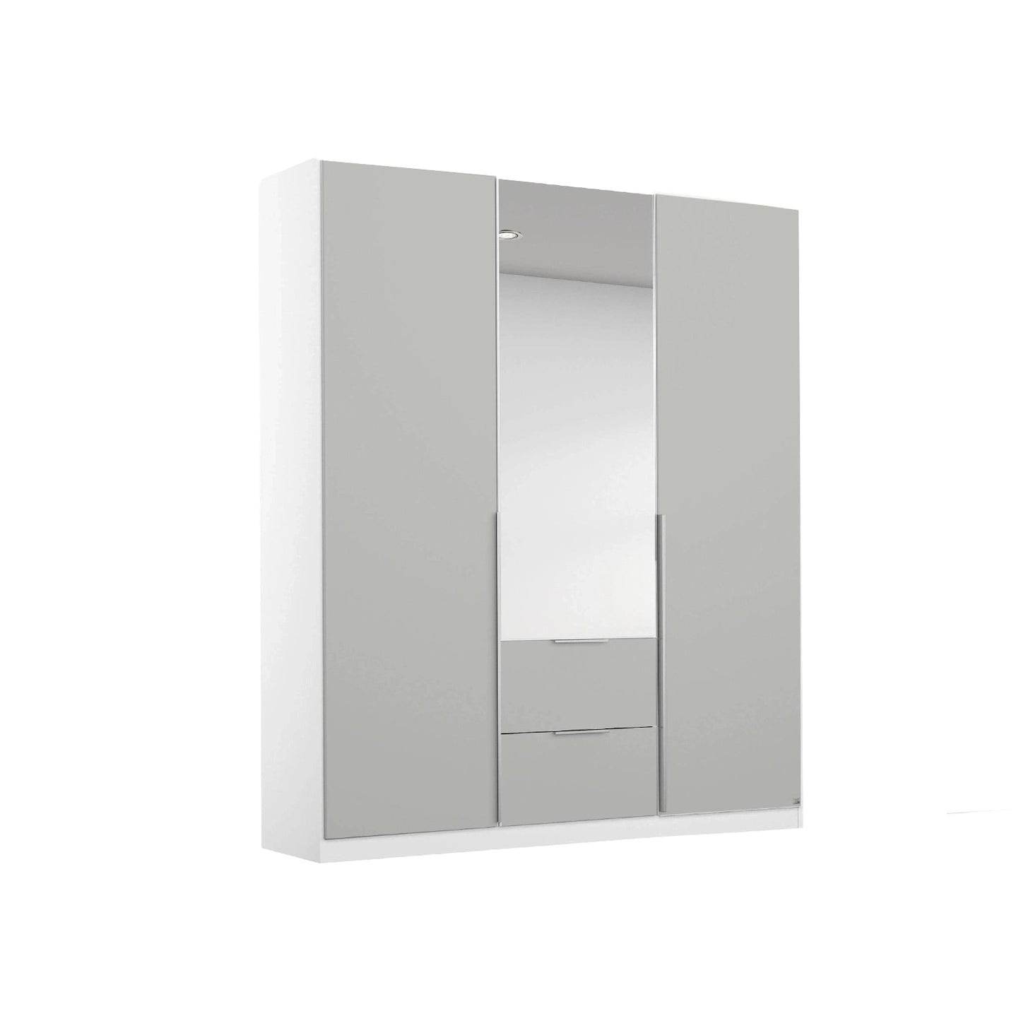 Rauch Maverick 3 Door 2 Drawers Silk Grey Hinged Wardrobe 136cm With Mirror