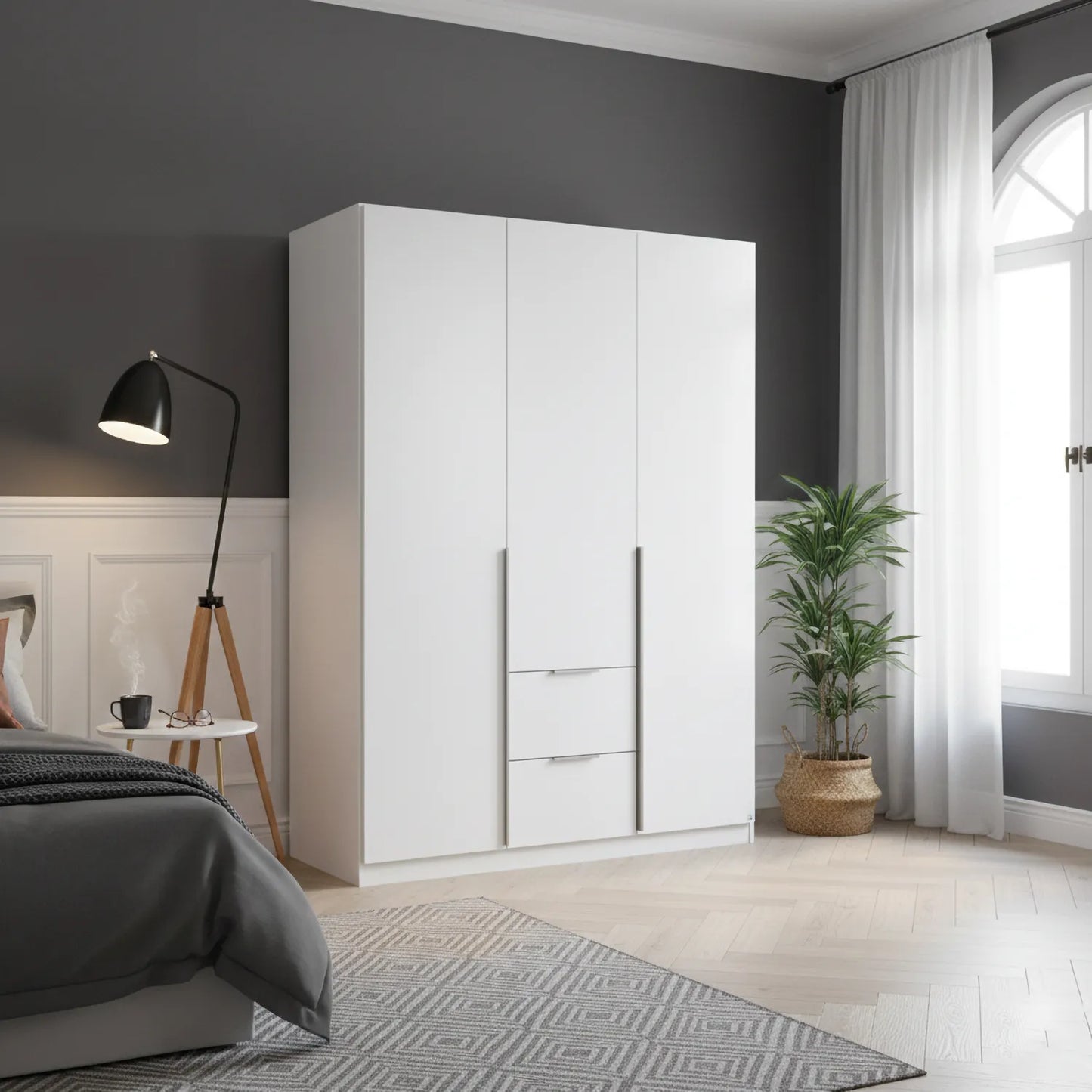 Rauch Maverick 3 Door 2 Drawers White Hinged Wardrobe