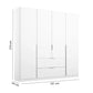 Rauch Maverick 4 Door 2 Drawers White High Gloss Hinged Wardrobe 181cm - Dimensions
