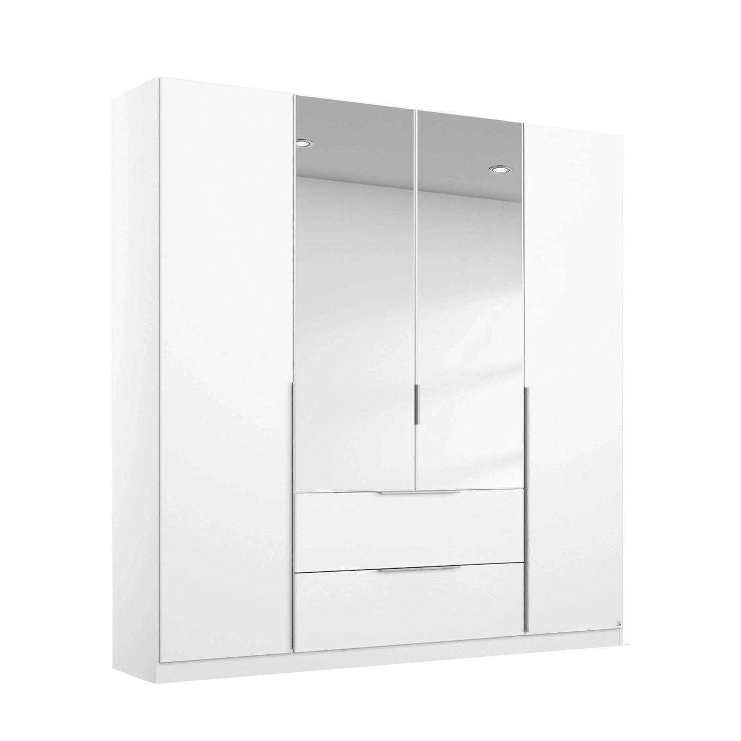 Rauch Maverick 4 Door 2 Drawers White Hinged Wardrobe 181cm with Mirror 
