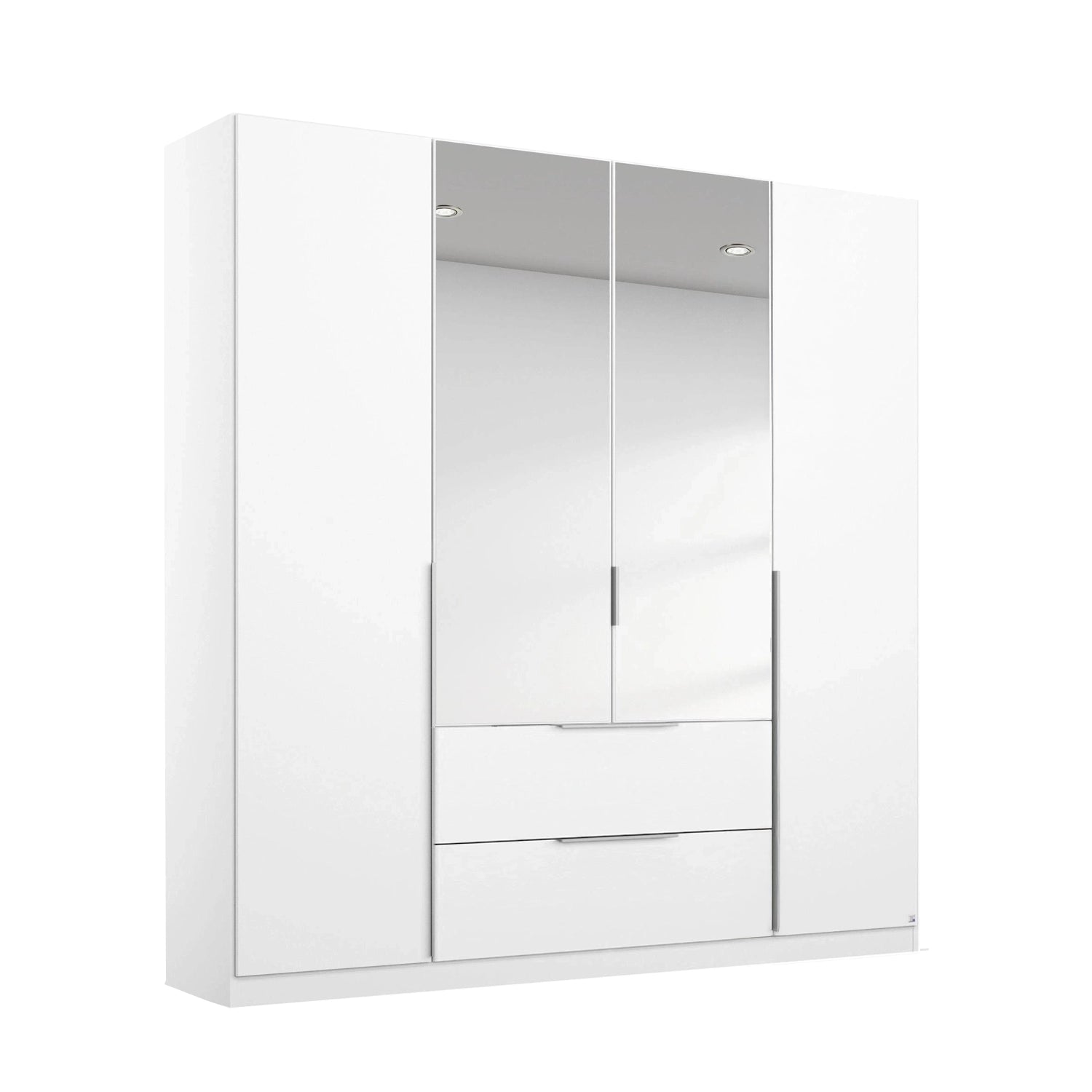 Rauch Maverick 4 Door 2 Drawers White Hinged Wardrobe 181cm with Mirror 