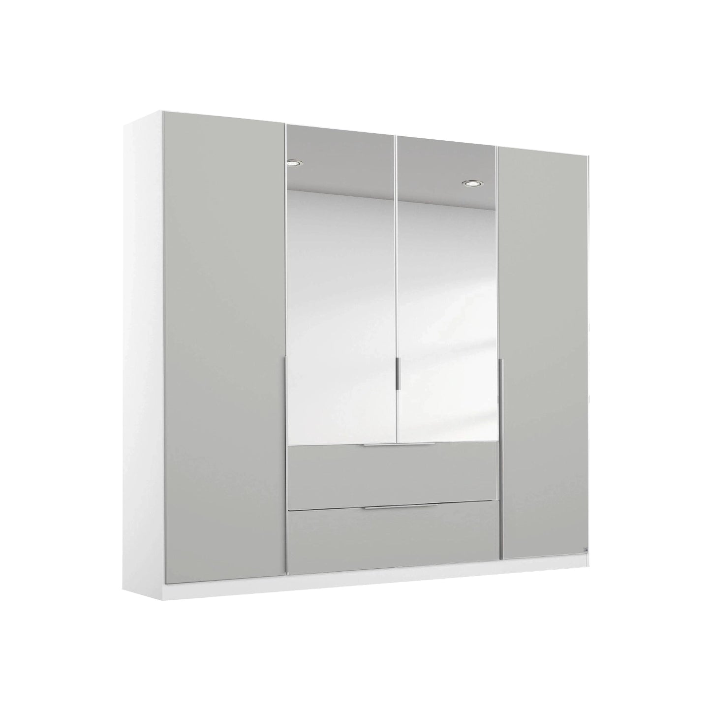 Rauch Maverick 4 Door 2 Drawers Silk Grey Hinged Wardrobe 181cm with Mirror