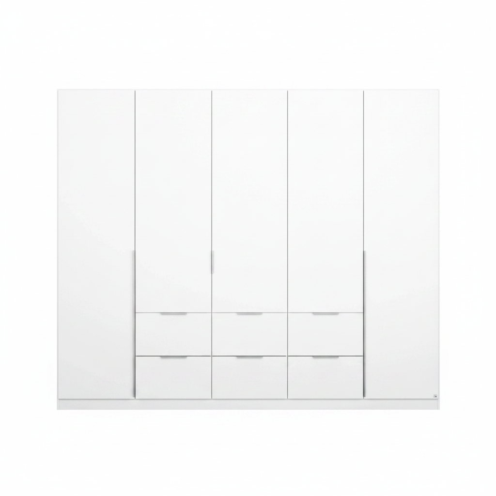Rauch Maverick 5 Door 6 Drawers White Hinged Wardrobe 226cm