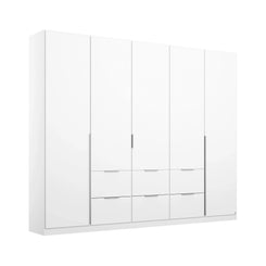 Rauch Maverick 5 Door 6 Drawers White High Gloss Hinged Wardrobe 226cm