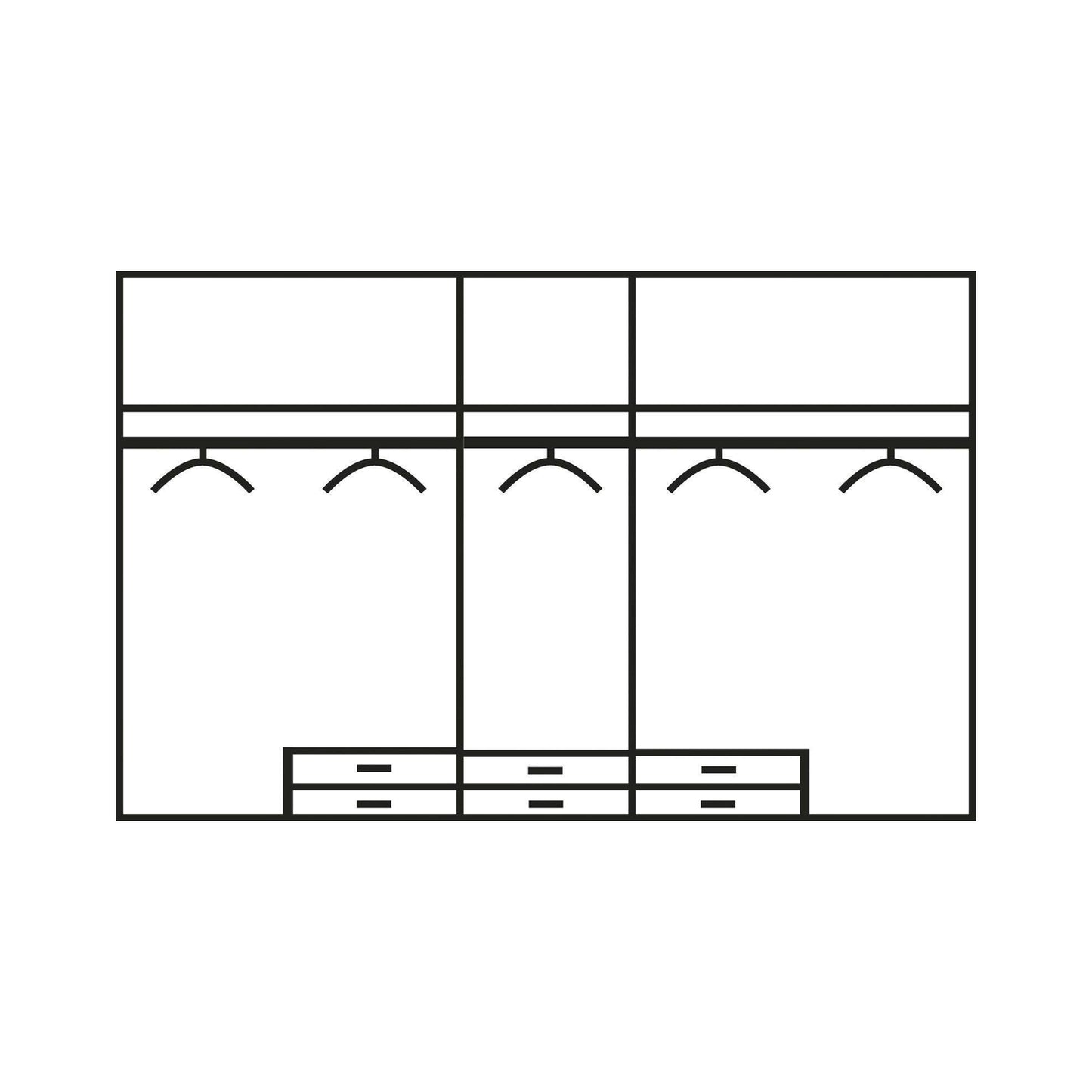 Rauch Maverick 5 Door 6 Drawers White High Gloss Hinged Wardrobe 226cm - Interior View