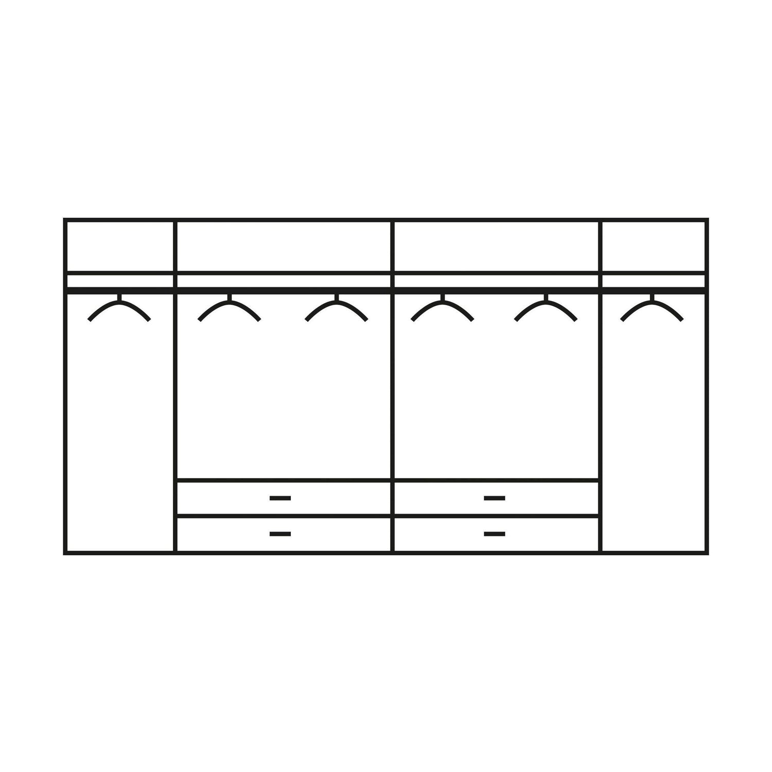 Rauch Maverick 6 Door White Hinged Wardrobe - W271cm - Interior View