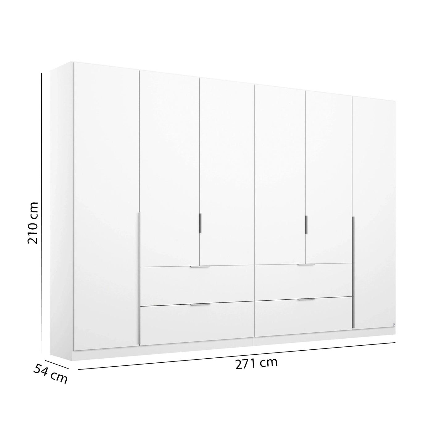 Rauch Maverick 6 Door White Hinged Wardrobe - W271cm - Dimensions