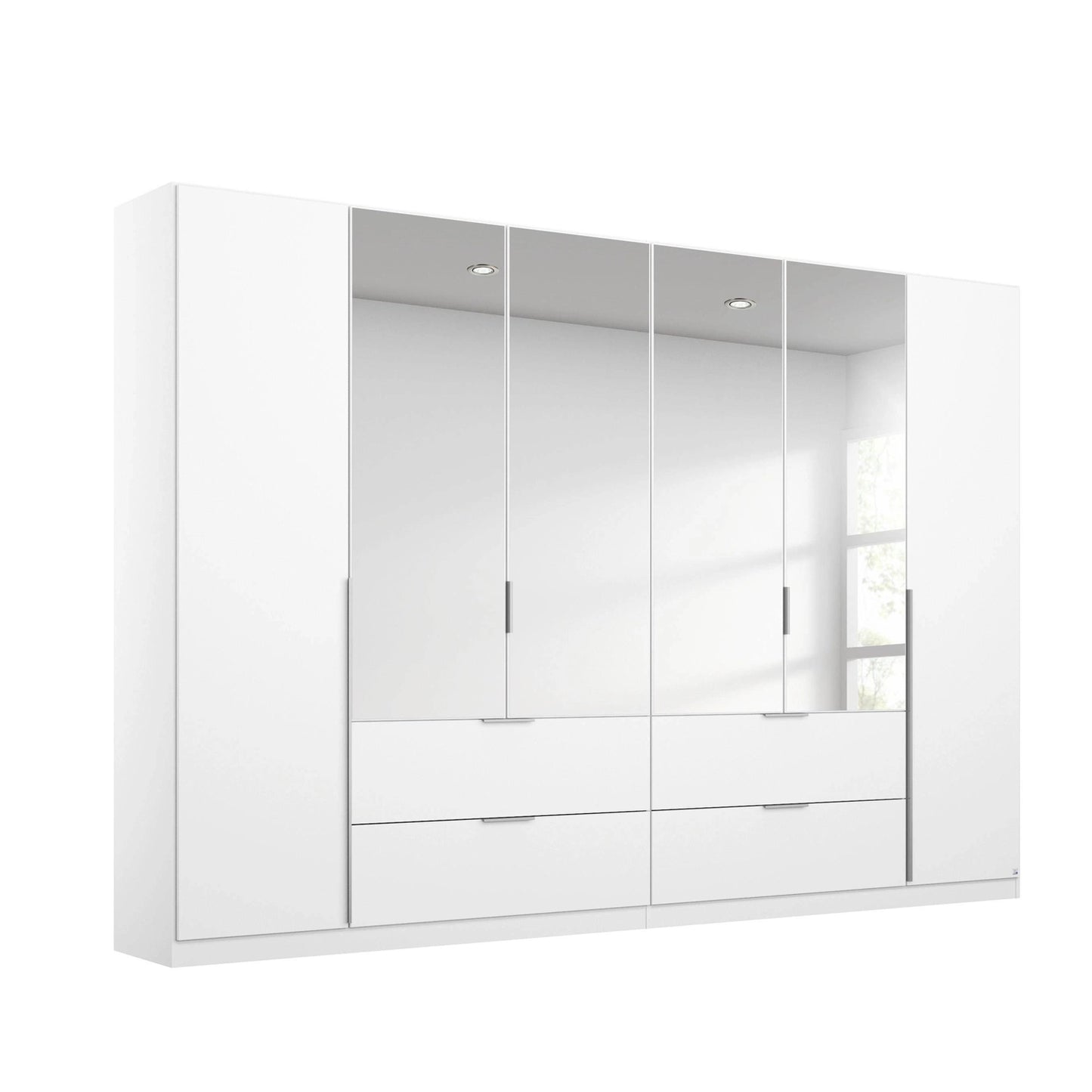 Rauch Maverick 6 Door White Hinged Wardrobe With Mirror - W271cm