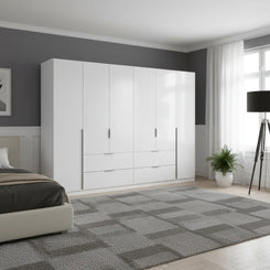 Rauch Maverick 6 Door 4 Drawers White Hinged Wardrobe 271cm