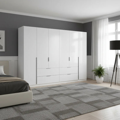 Rauch Maverick 6 Door 4 Drawers White Hinged Wardrobe 271cm