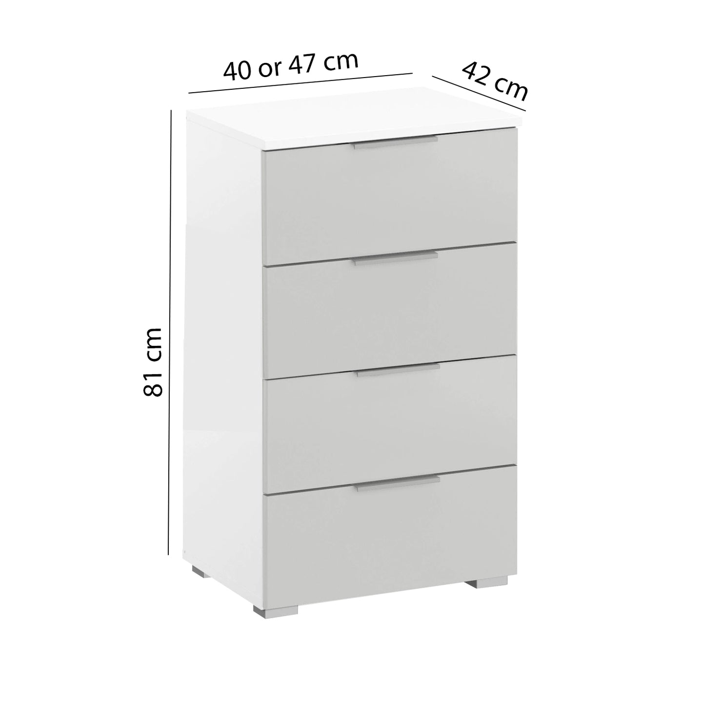 Rauch Maverick White High Gloss Chest of 4 Drawers Narrow - 40cm